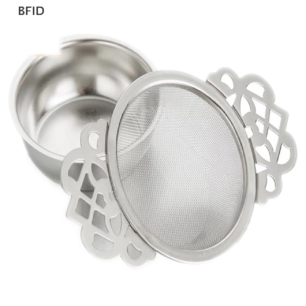 [BFID] 1pc Saringan Teh Stainless Steel Dengan Drip Bowl Double Ear Mesh Infuser Filter [ID]