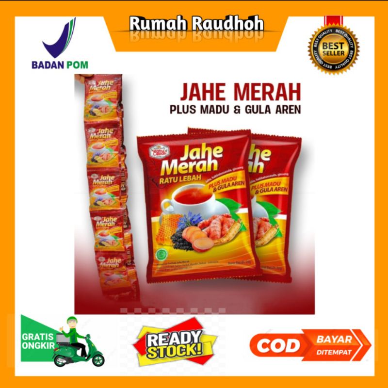 

JAHE MERAH RATU LEBAH PLUS MADU DAN GULA AREN - PER RENCENG / 10 SACHET