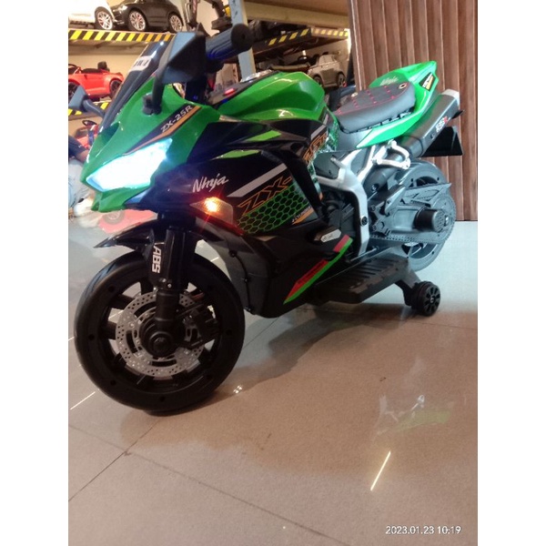 Mainan Motor Aki Anak Kowazaki Ninja Zx-25R Ban Karet Jok Kulit