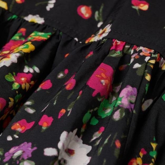 H&M Airy Dress - Black/Floral
