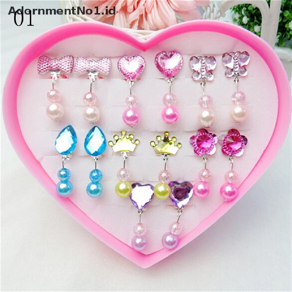 [AdornmentNo1] 7pasang Anting Akrilik Kreatif Indah Clip-On Tanpa Tindik Desain Untuk Anak Perempuanhadiah [ID]