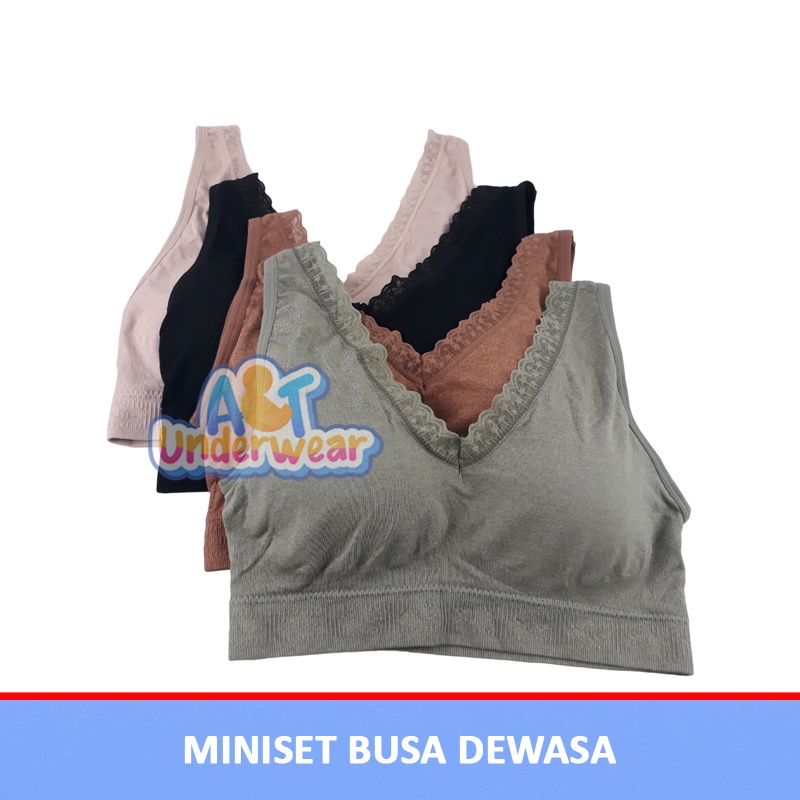 AT383-Miniset Busa Dewasa/Bra Miniset Tali Lebar Busa/Miniset Polos