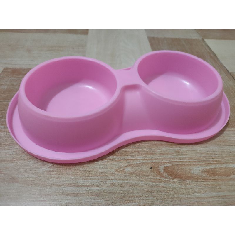 tempat makan kucing anjing double bulat pet bowl