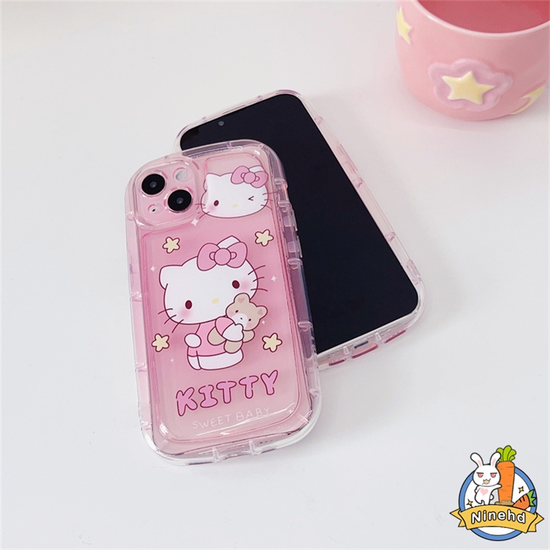 Soft Case Silikon Motif Kartun Kitty Untuk iPhone 14 13 12 11 Pro Max X Xr Xs Max 8 7 6 6s Plus SE 2020