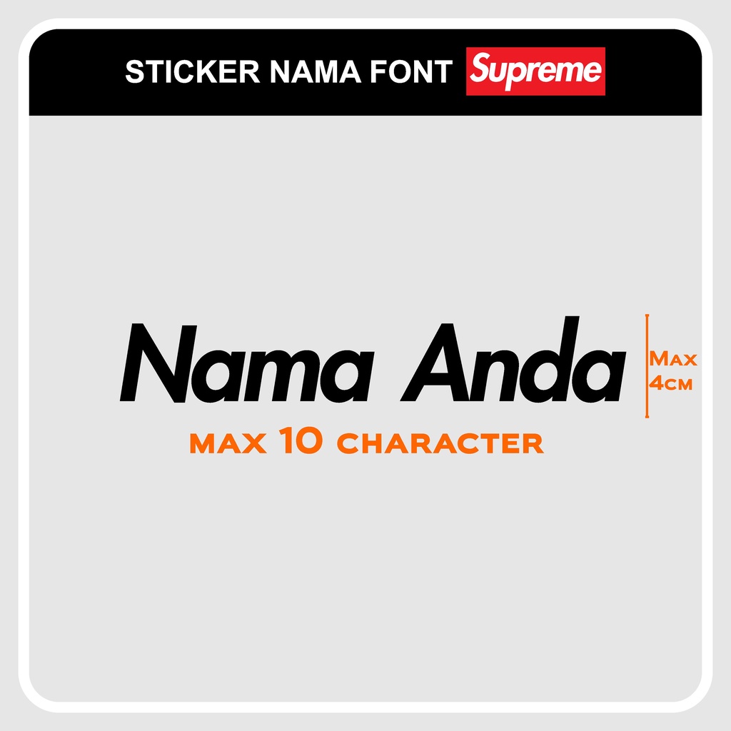 CUTTING STICKER CUSTOM / CUTTING STICKER SEPEDA / STIKER NAMA SUPREME FONT