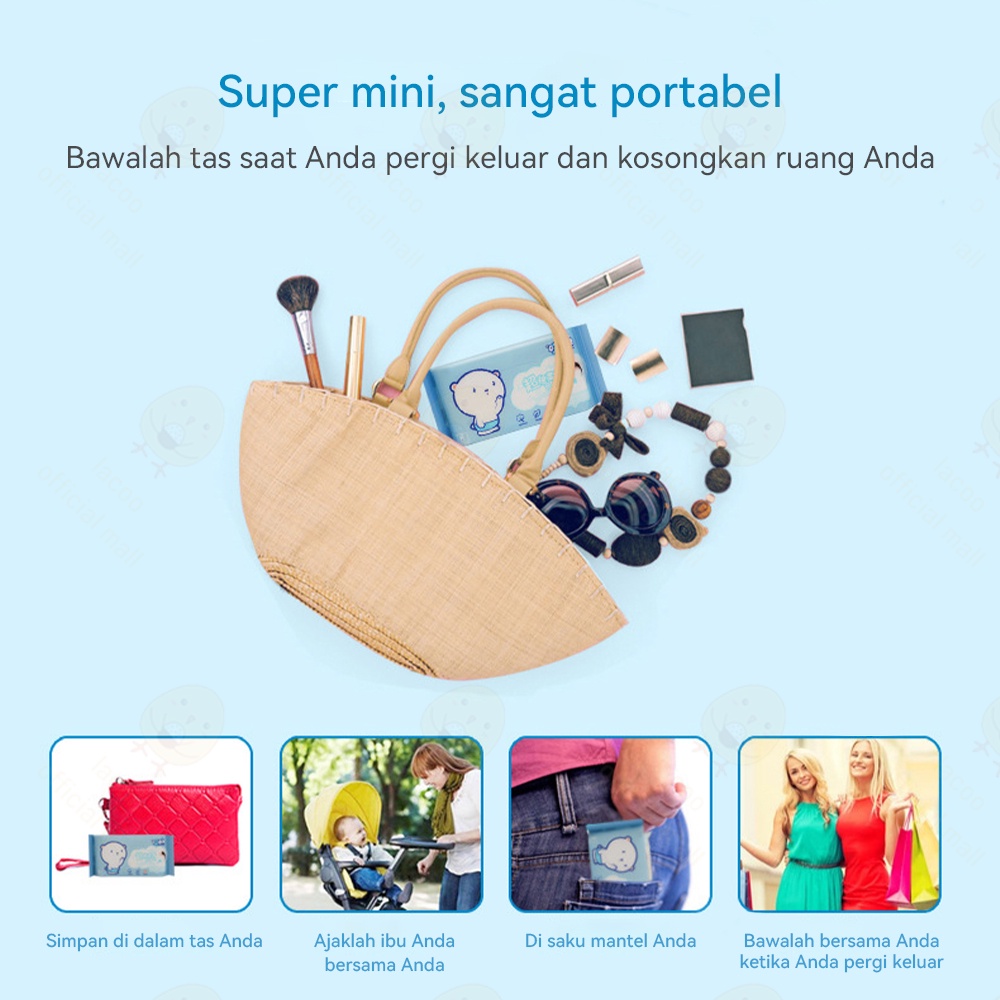 Lacoo Tissue basah mini Tisu basah karakter wet wipes 1 pack isi 8 bungkus