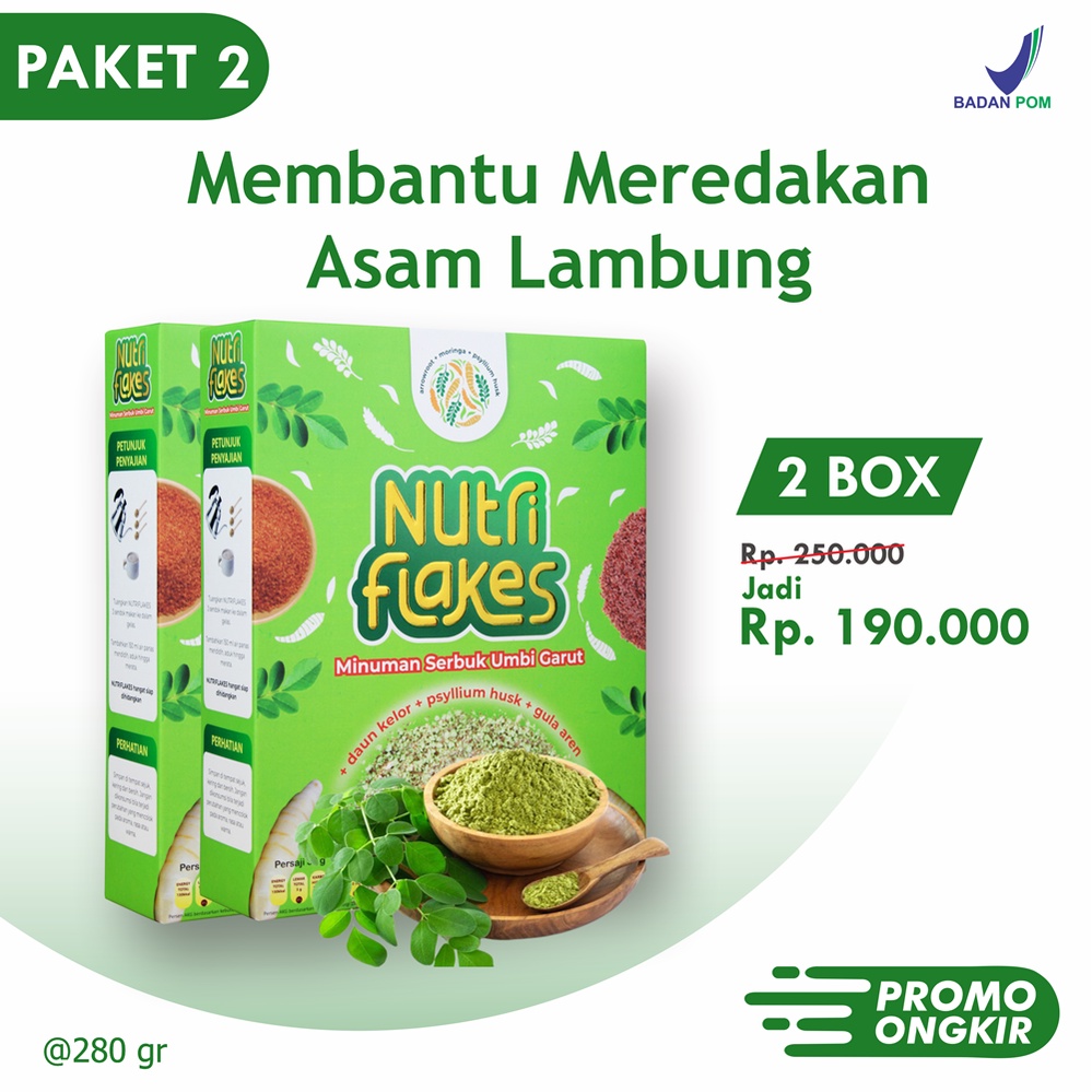 Nutriflakes Sereal Umbi Garut  - Ampuh Mengatasi  Asam Lambung 2 Box