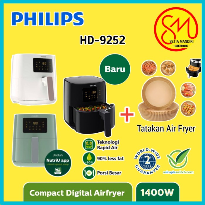 Fryer Philips Air Fryer Digital Hd9252 - Airfryer Hd 9252 - Garansi Resmi