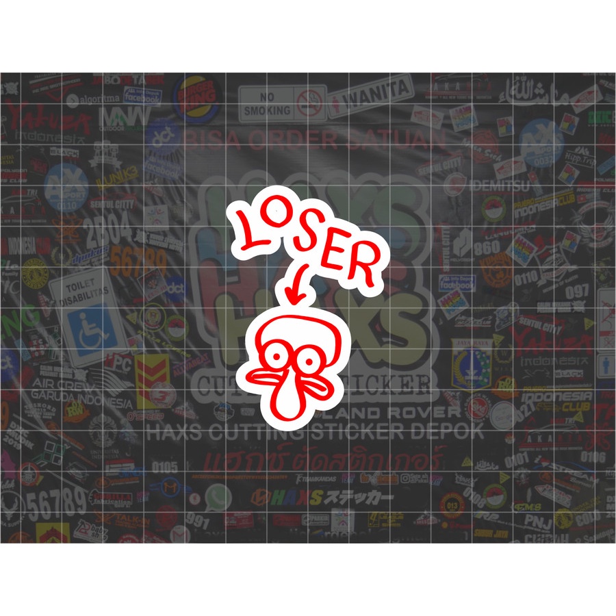 Cutting Sticker Squidward Loser Ukuran 6 cm untuk motor mobil