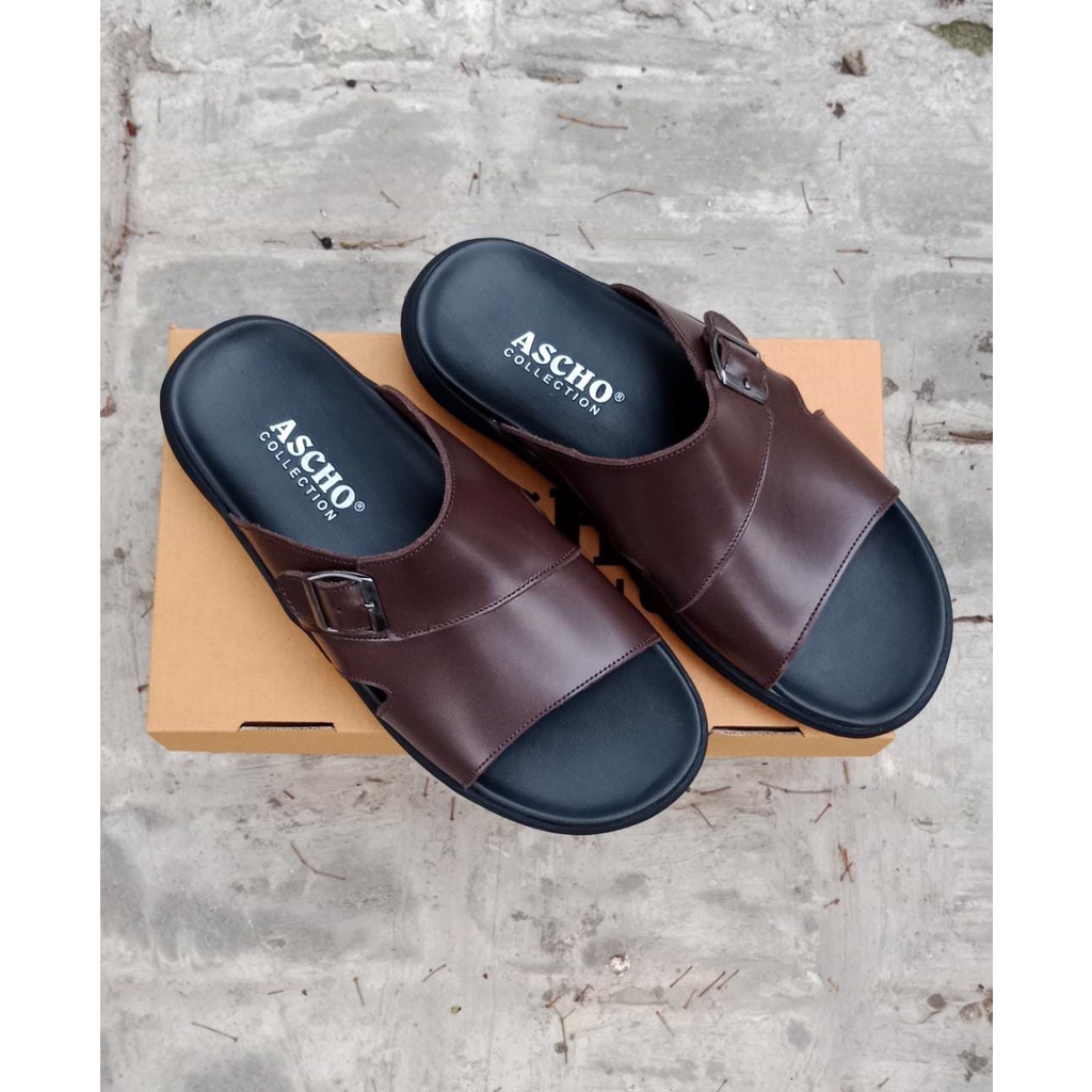 sandal pria kulit asli ascho a25