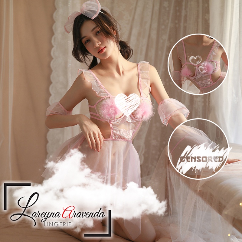 Lareyna Aravenda Set Lingerie Gaun Malam + Bando + CD Model Kostum Pengantin LG558