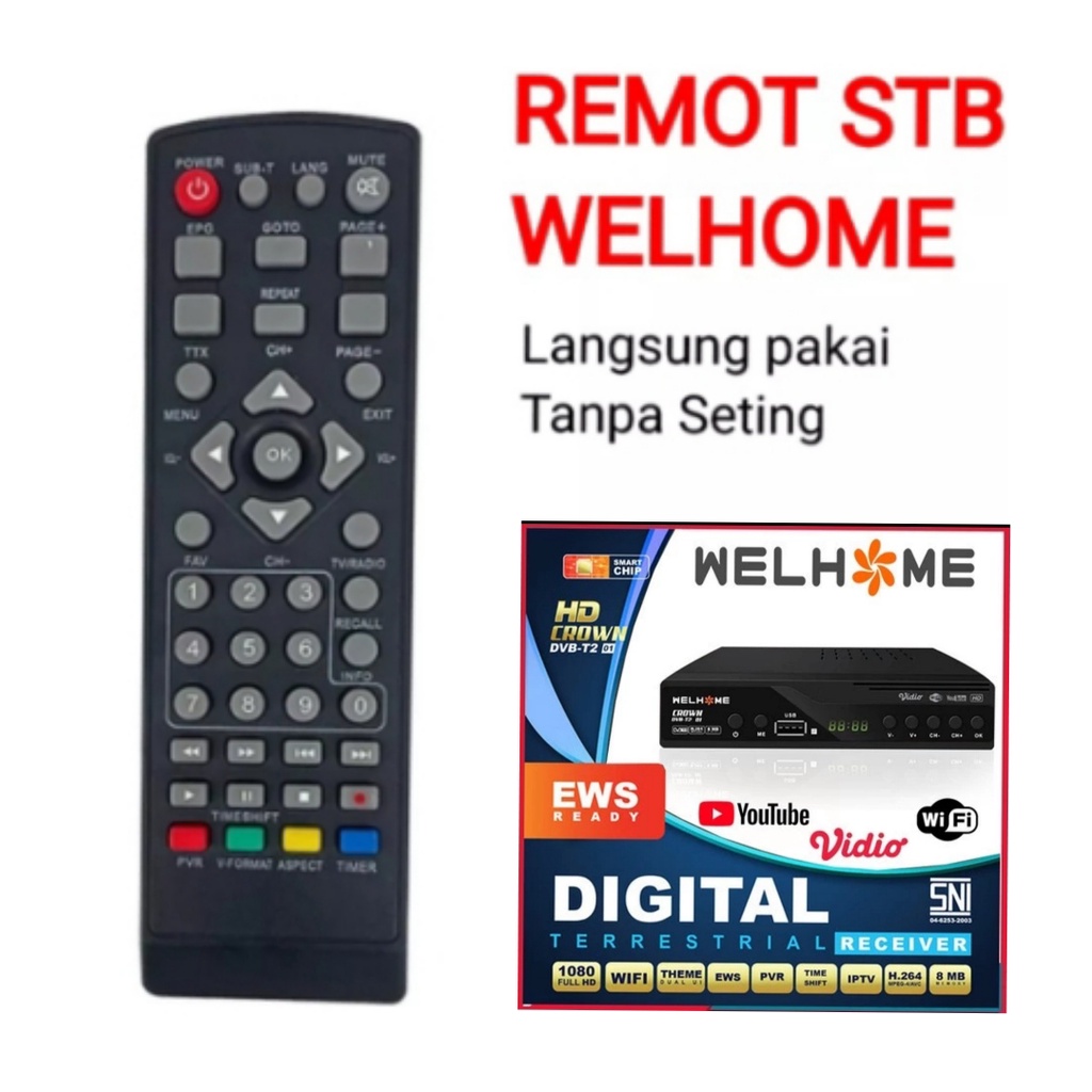 REMOT DIGITAL STB WELHOME REMOT RECEIVER SET TOP BOX DIGITAL WELHOME