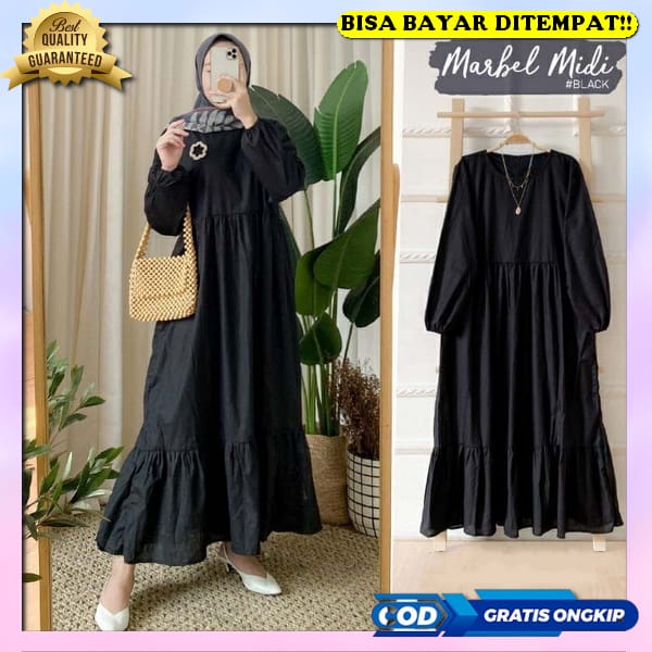 Gamis Terbaru Ori Remaja Jumbo Hitam Baju Murah Perempuan Bsju Hitam Polos Premium Daster Raya Buju 