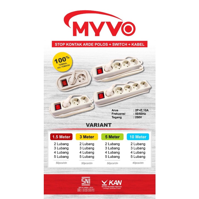 Stop Kontak Kabel Myvo 5Meter 5Lubang N35 5M