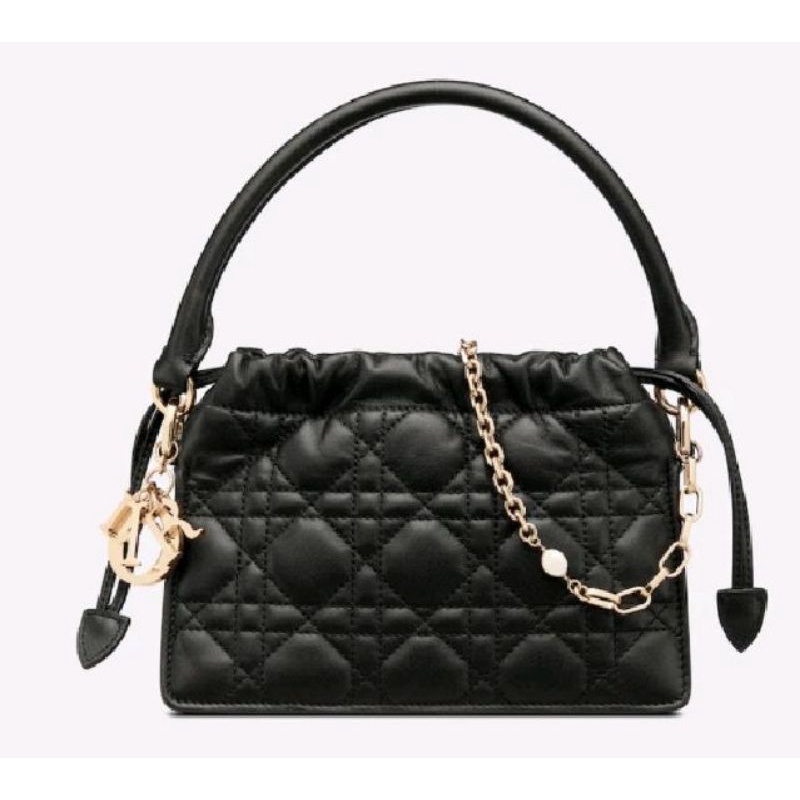 Genuine Dior Lady Handle Drawstring Bag Mini Bag