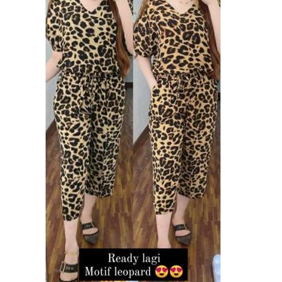 Setelan wanita motif leopard / setcel rayon / baju setelan wanita kekinian / set macan • YYK.01Ja23ᴷ