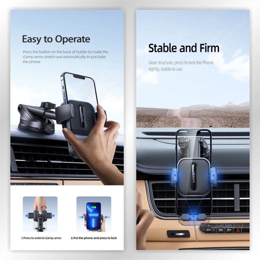 Car Holder Usams ZJ072 Transparent Holder Mobil 360 Rotation