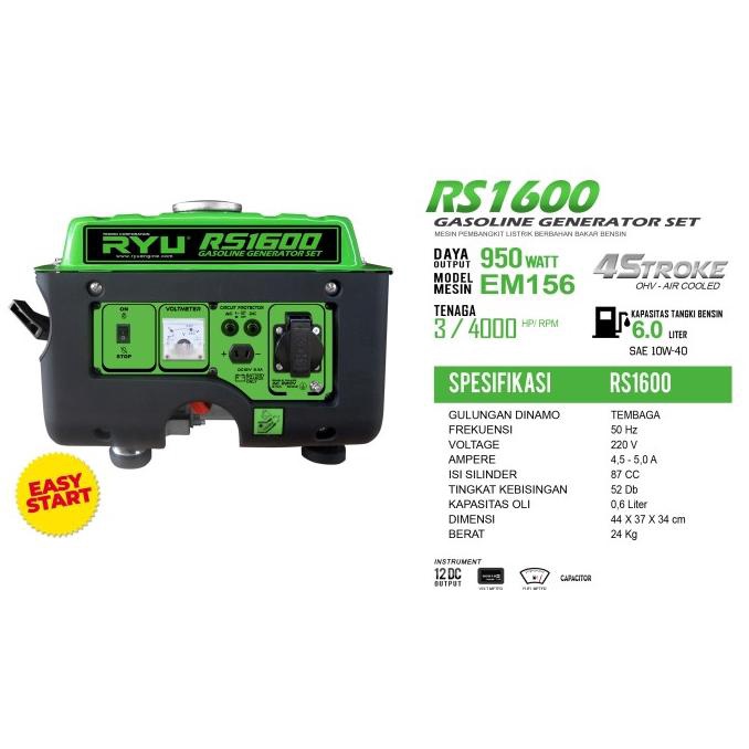Genset 1100 Watt - Tekiro Ryu RS1600