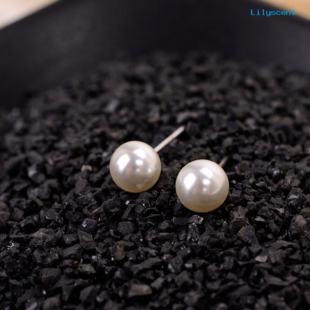 [LS] Anting Giwang Simple Mudah Senada Wanita Bulat Mutiara Imitasi Ear Studs Untuk Pernikahan