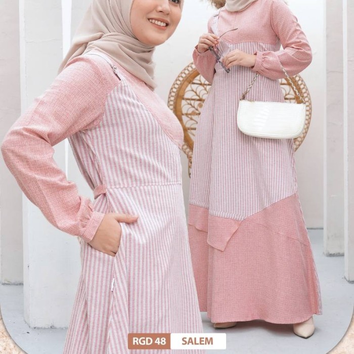 Gamis Rauna Terbaru RGD 48/Dress muslim/Baju gamis busui super adem - Salem, S