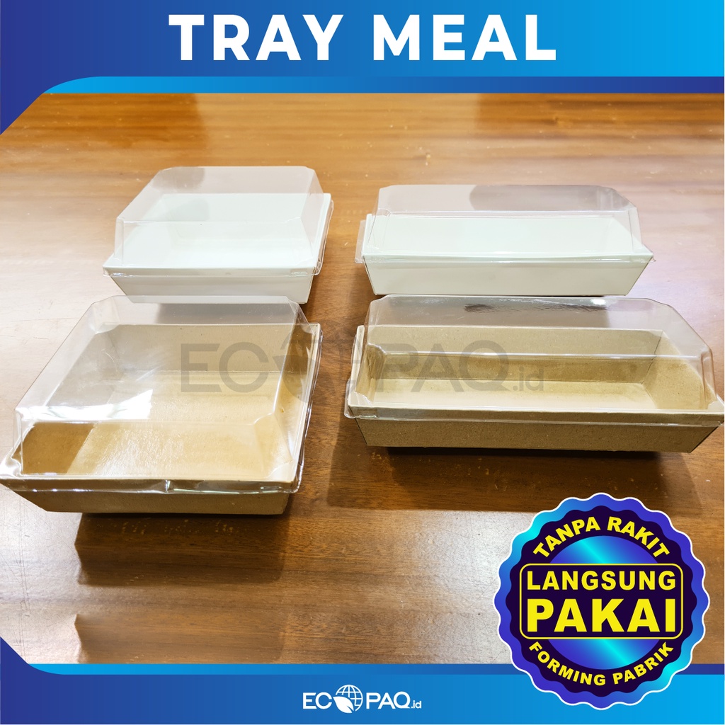 Tray Meal Box - Box Burger Hotdog - Paper Meal + Clear Lid (20 pcs)