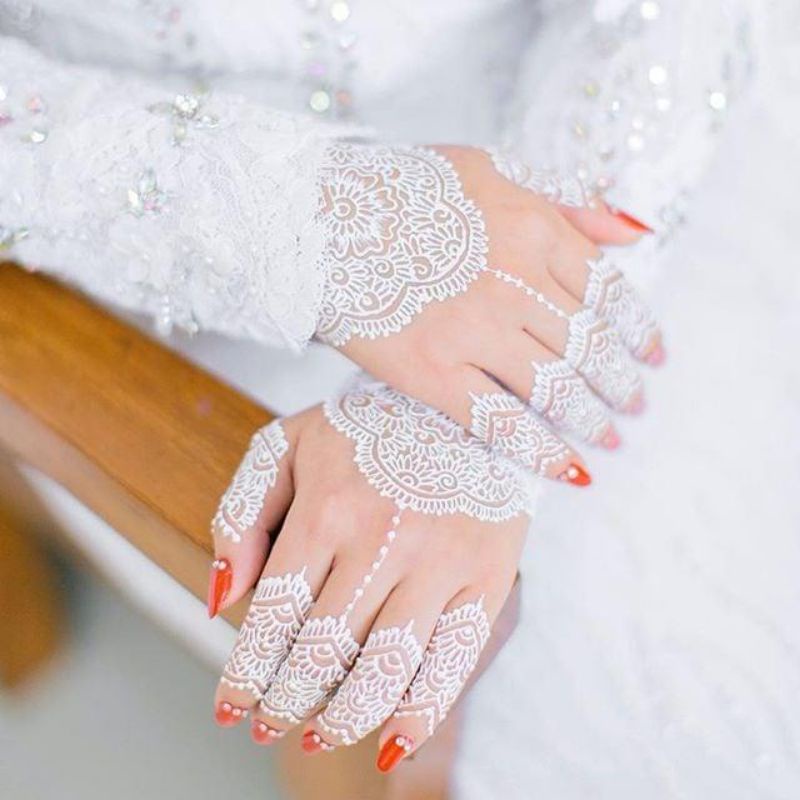 Tato Hena Pengantin Bride Tattoo Henna Instan Henna Putih Wedding Tatt