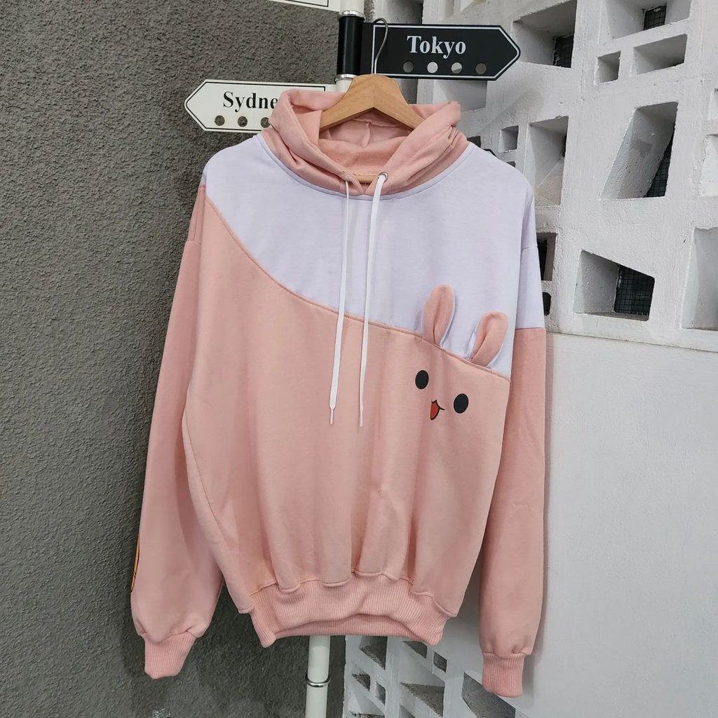 RABBIT CUTE HOODIE OVERSIZE WANITA | SWEATER HOODIE WANITA BIG SIZE KOREAN STYLE KEKINIAN