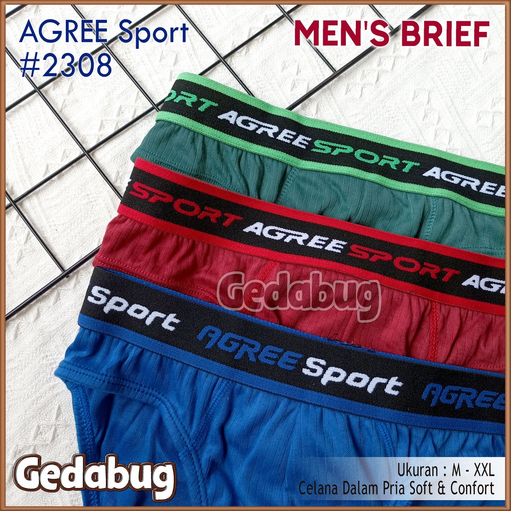 [ 3pc ] CD Pria Sport Agree 2308 | Celana dalam pria Men's Brief Soft &amp; Comfort | Gedabug