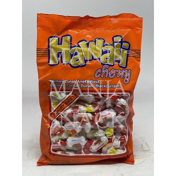 

Hawaii Chewy Candy Hawai Permen Lunak Aneka Rasa Buah pak / pack /sak isi 100 butir x 3.3 gr