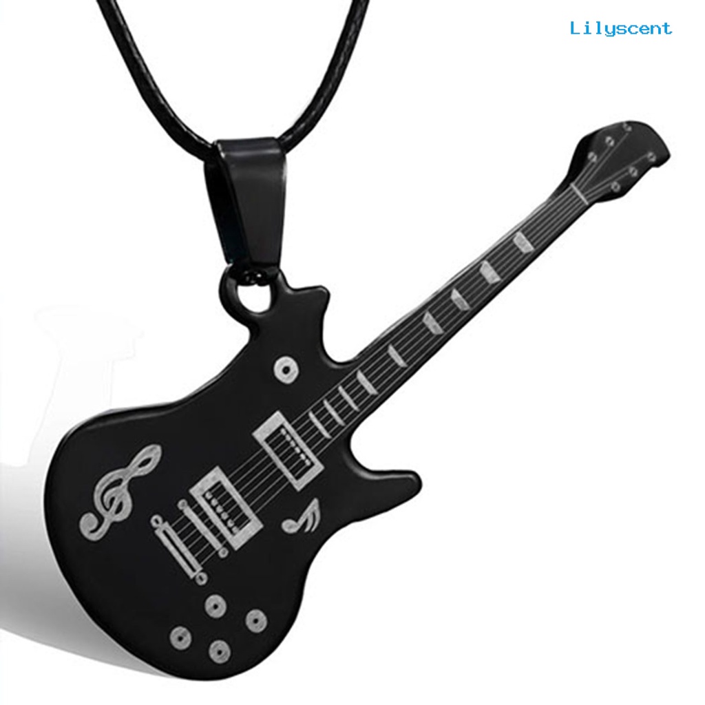 Ls Kalung Stainless Steel Motif Not Musik Bentuk Gitar Gaya Keren Untuk Pria Hadiah Festival