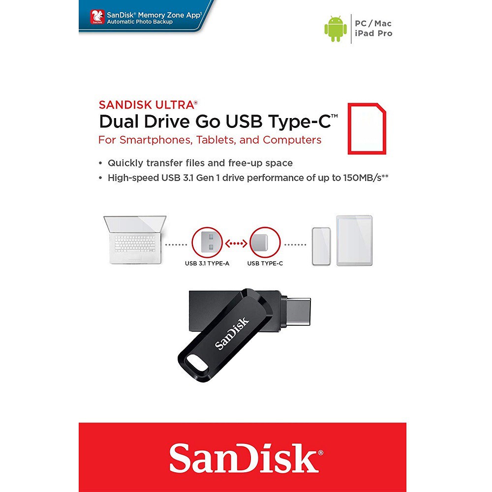 Sandisk Flashdisk OTG Type C hp 32GB 64GB 128GB SanDisk Dual Drive USB 3.1 Memory Stick