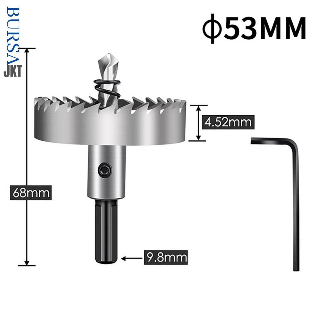 MATA BOR HOLE SAW STAINLESS STEEL PELUBANG BESI PLATE METAL DRILLING LOGAM 53 MM