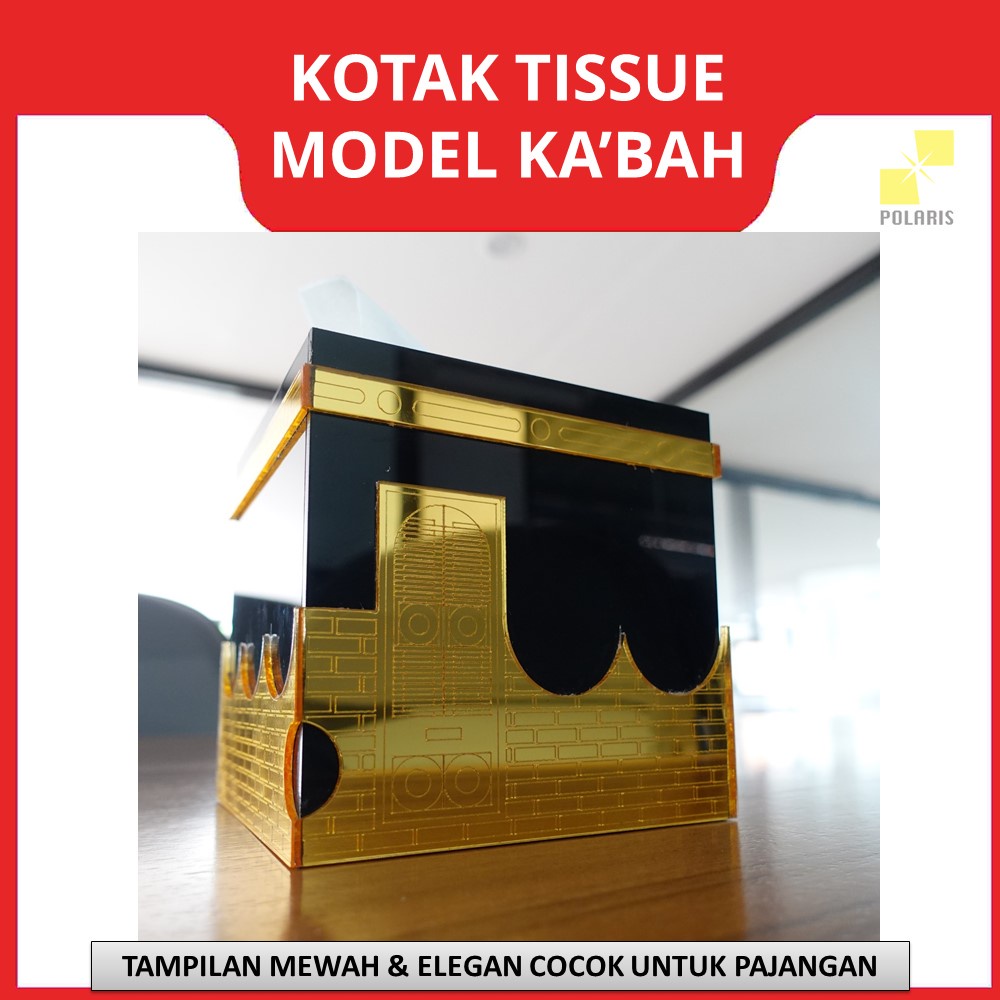 KOTAK TISSUE ACRYLIC MODEL KA'BAH TEMPAT TISU ELEGAN MINIMALIS HIASAN MEJA - BOX TISU MINI MEWAH WADAH TISU AKRILIK PAJANGAN