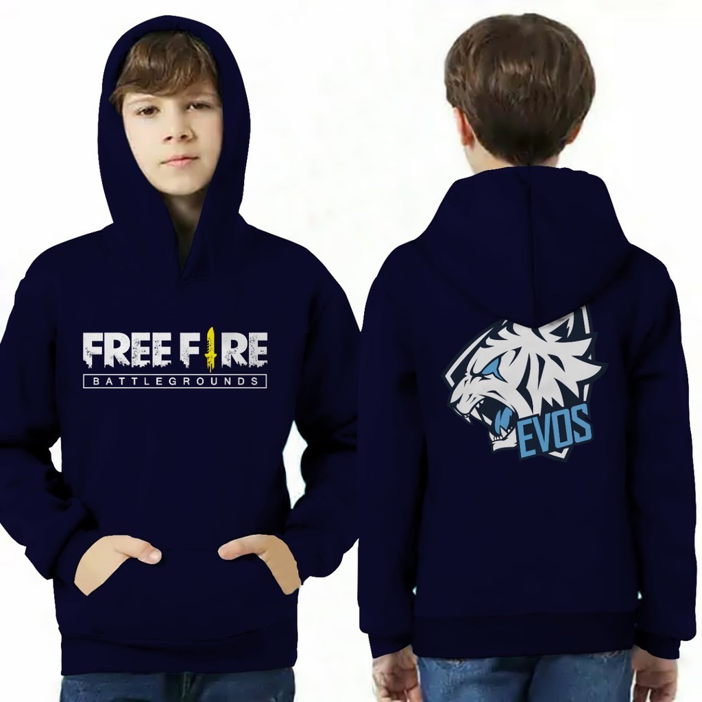 FREEFIRE EVOS Jumper Hoodie Anak II Jaket Hoodie Anak Viral Bahan Fleece Size M - XL ( Laki Laki &amp; Peremepuan )