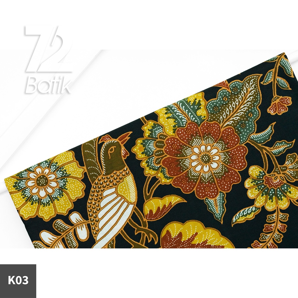 KAIN BATIK PREMIUM Bahan Katun Motif Burung Kembang Ceplok Hitam 722744 Cap 72 Jarik Jarit Samping Kebat Panjang Batik Katun Modern Premium Bahan Seragam Batik Pernikahan Kantor Keluarga Murah Kamen Jadi Batik Bali Lembaran