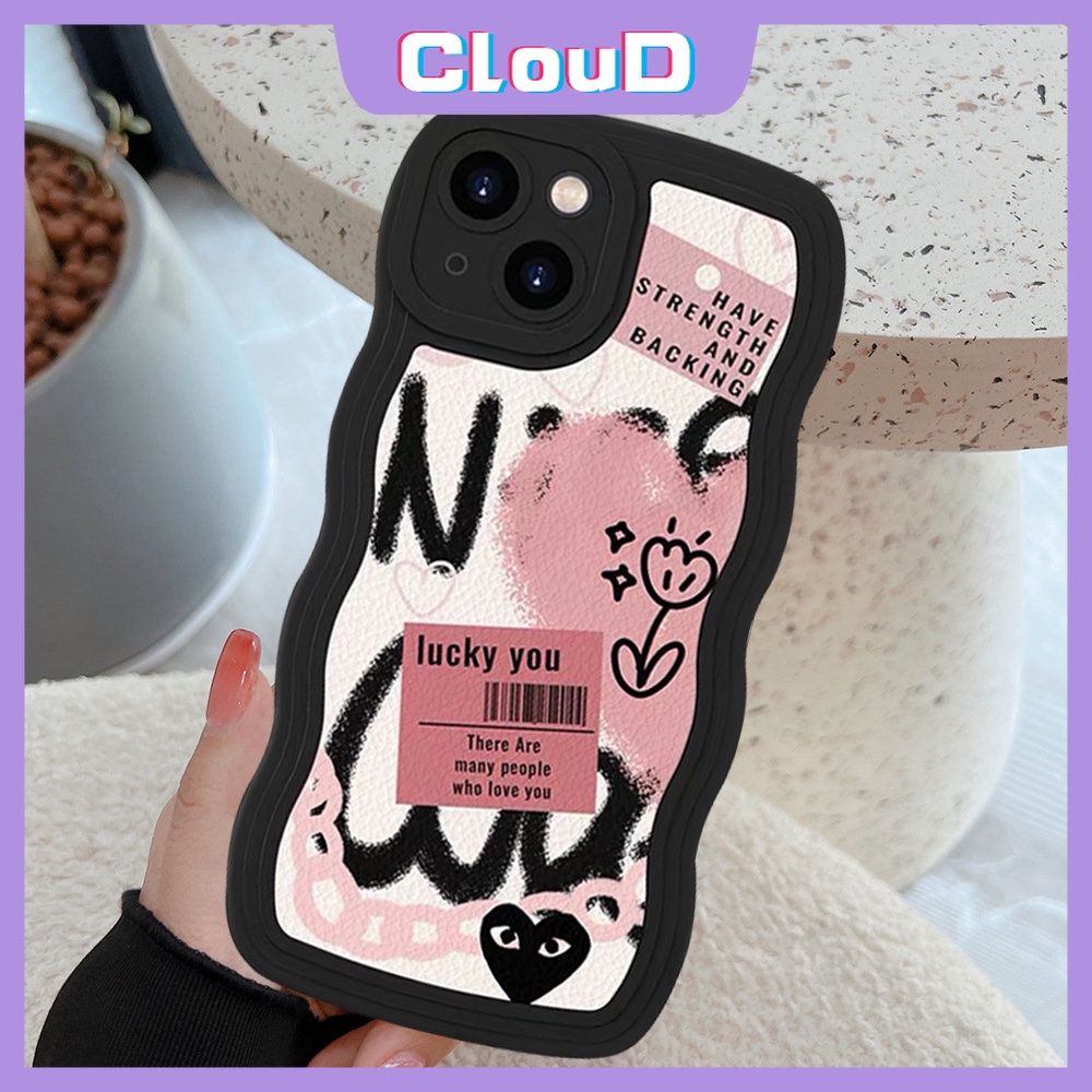 IPHONE Casing Ponsel Kompatibel Untuk Iphone7 6 Plus11 13 12 14 Pro Max XR X XS Max 6s 8 14 Plus SE 2020 Trendi Merek Comme des Garcons Graffiti Love Heart Lembut TPU Bergelombang Penutup Tepi