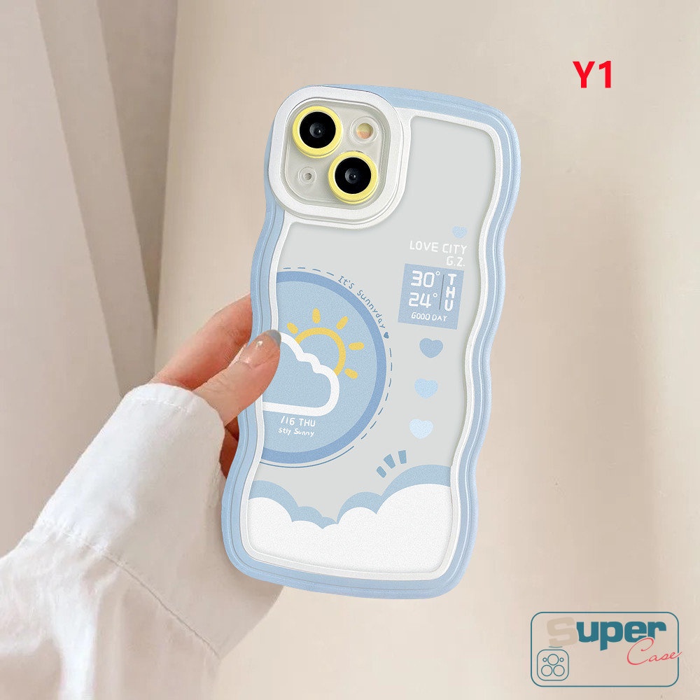 IPHONE Kompatibel Untuk Iphone14 11 13 12 Pro Max 6 6s 8 7 Plus 14Plus XR X XS Max SE 2020pasangan Lembut TPU Bergelombang Pinggiran Siang Malam Ramalan Cuaca Phone Cover