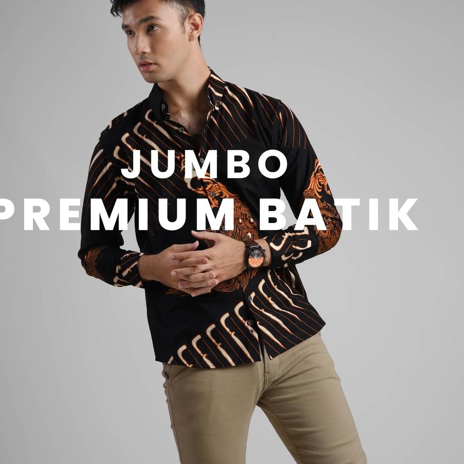 Depan DGM Fashion Kemeja Batik Pria Lengan Panjang big size Kemeja batik jumbo kemeja batik big size