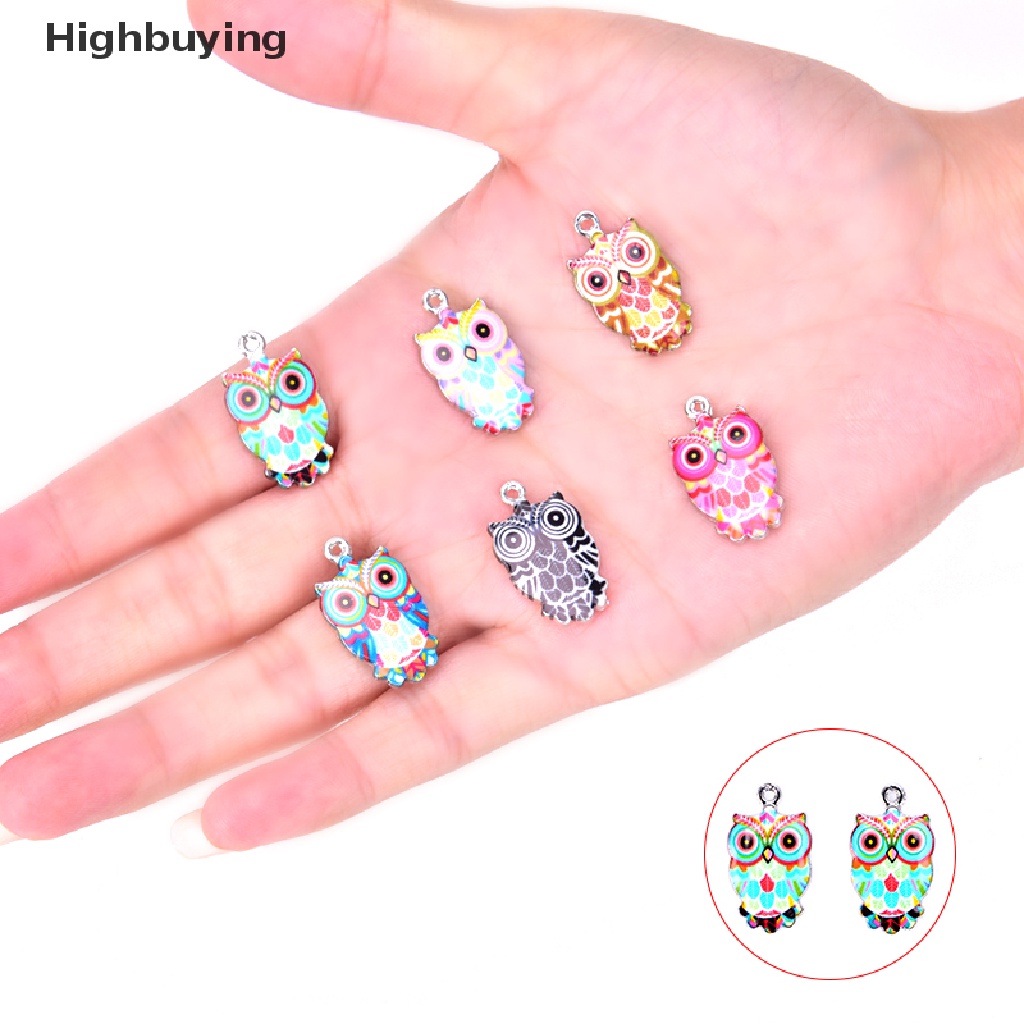 Hbid 2/6Pcs/Set Enamel Alloy Hewan Burung Hantu Ch Liontin Kerajinan DIY Membuat Perhiasan Hadiah Glory