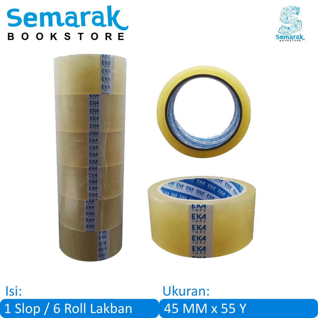 

Eka Tape OPP Tape Lakban Pengemasan 45x55 mm - Transparan [1 Slop / 6 Rolls]