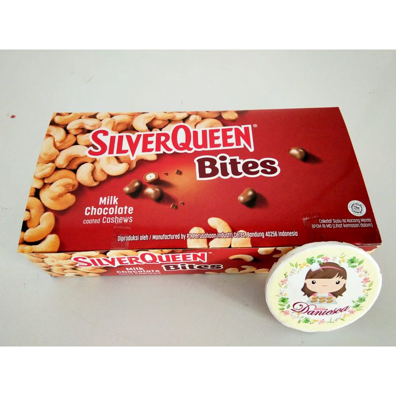 

QH .500gr Silverqueen bites almond cashew dark coklat butiran isi kacang mede ( ds bgr )