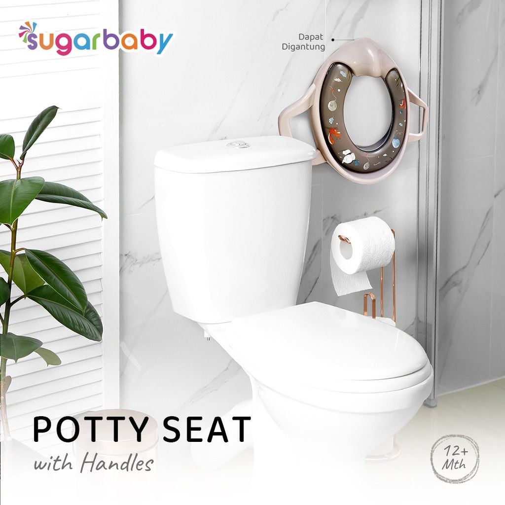 SugarBaby Potty Seat With Handles &amp; Splash Guard | Dudukan Toilet Anak / Ring Kloset SugarBaby