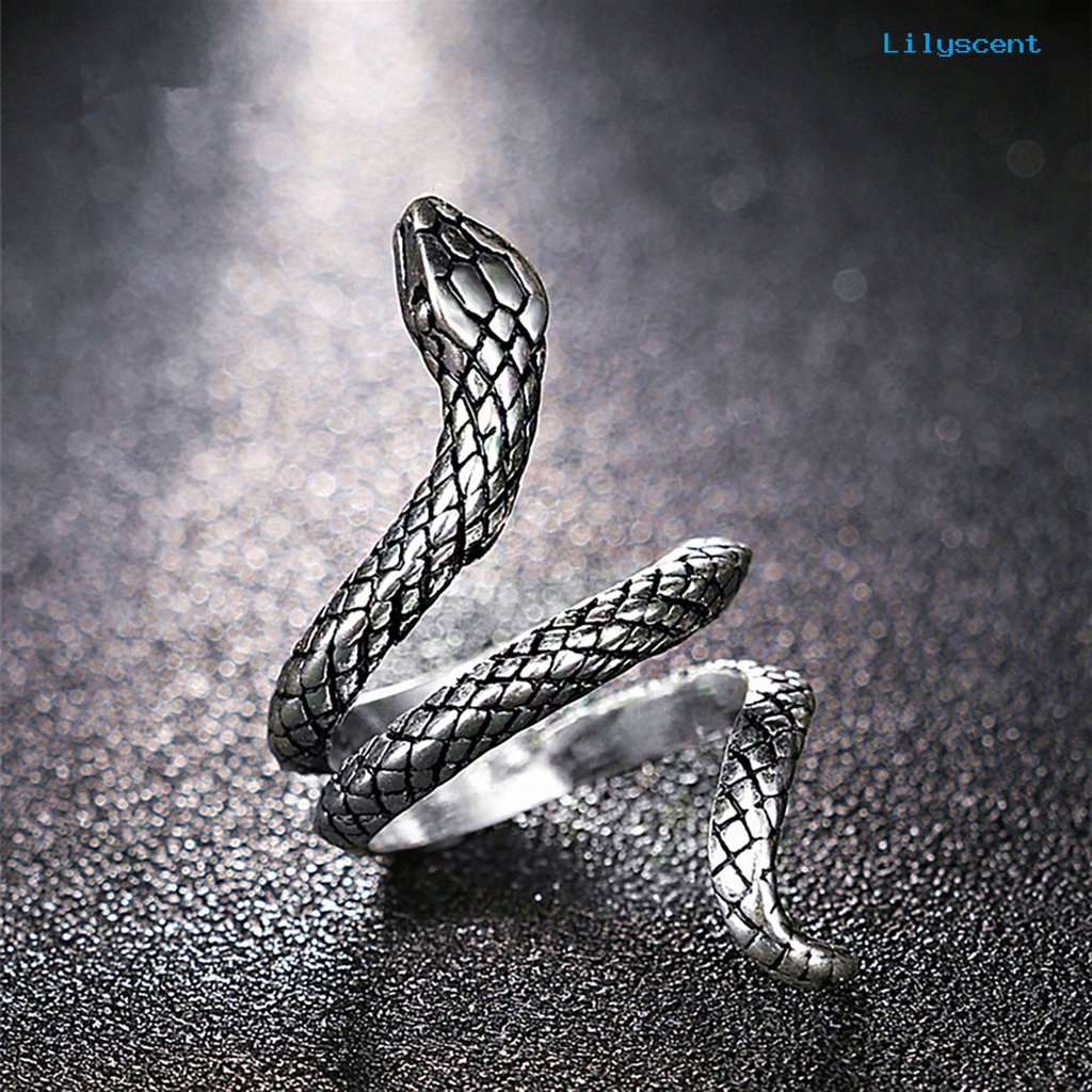 [LS] Cincin Jari Bentuk Ular Perhiasan Hadiah Alloy Punk Cobra Snake Shape Ring Untuk Pesta