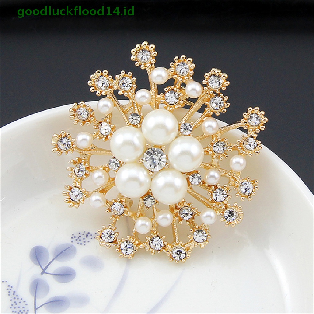 [GOOGFOUR] Hot Pearl Rhinestone Crystal Vintage Flower Brooch Pin Bros Untuk Hadiah Wanita [TOP]