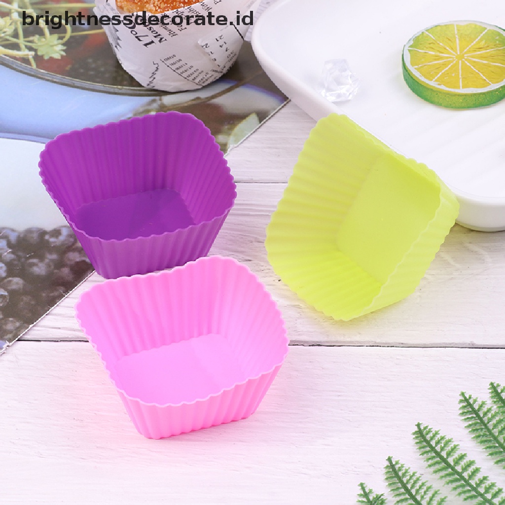 [Birth] 1/6pcs 7cm Cetakan Puding Jelly Bentuk Persegi Cetakan Muffin Cake Cup Silikon [ID]