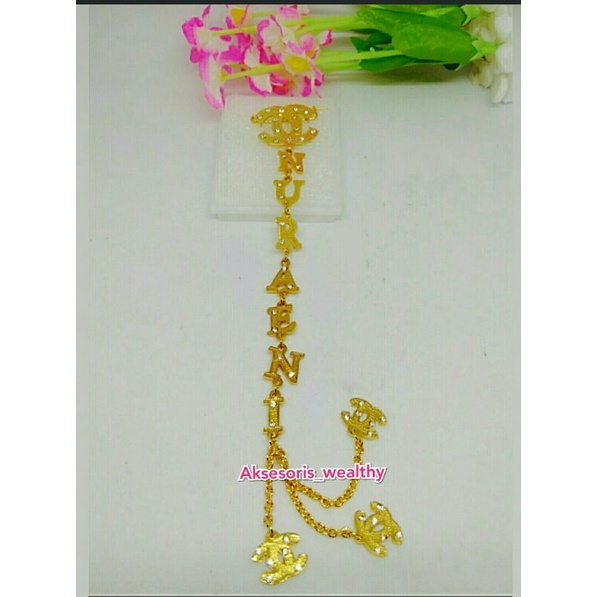 Bros dagu nama / peniti hijab / Bros nama lapis emas