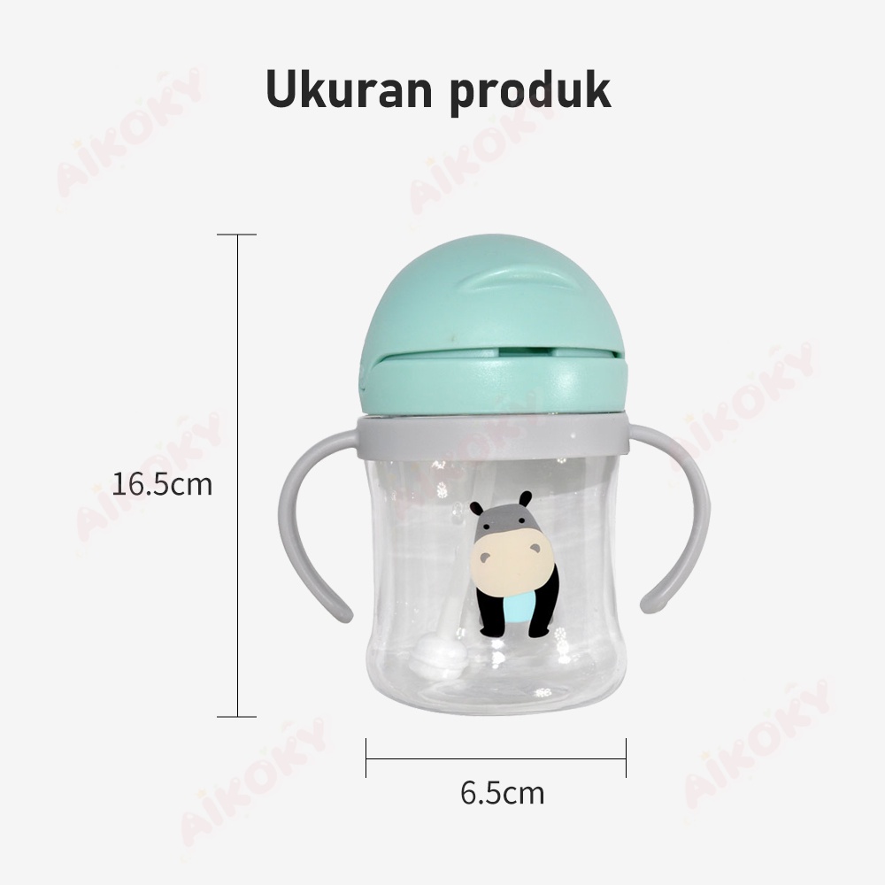 AIKOKY Botol Minum Anak Bayi Training Cup Sedotan Anti Tumpah dan Anti Pecah Baby Sippy Cup 250ML