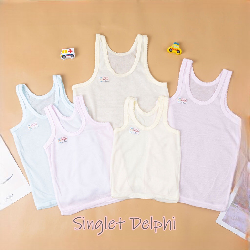 IL - Singlet Anak / Kaos Dalam Anak / Kutung Polos Putih Warna Stiker S L XL