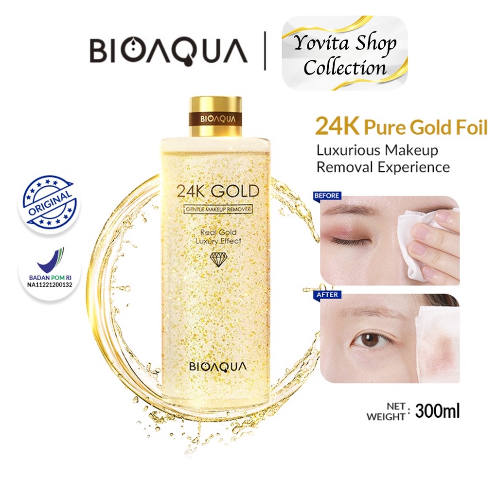 BIOAQUA 24k Gold Remover 300 | Gentle Makeup Remover | Pure Gold Foil