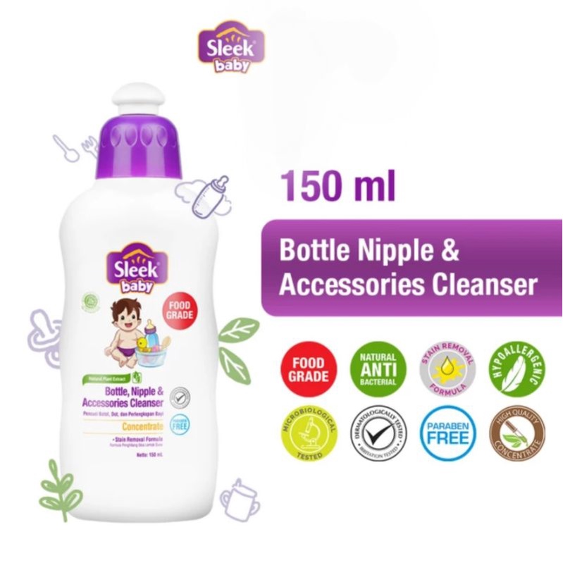 Sleek Baby Bottle Cleanser 150ml Travel Bottle Cleanser Food Grade Pencuci Buah dan Sayur 150 ml / Sabun Pencuci Botol Minum Tumbler Foodgrade